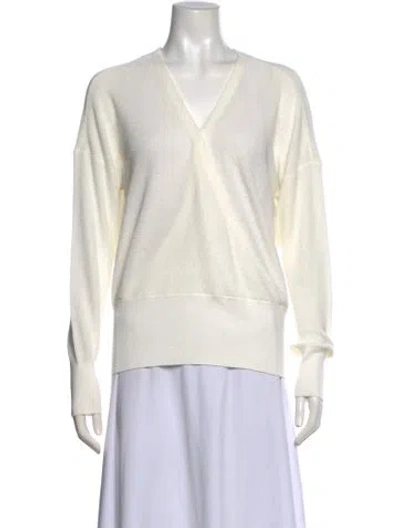 Pre-owned L'agence V-neck Sweater In Neutral