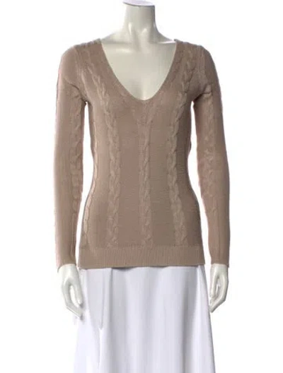 Pre-owned L'agence V-neck Sweater In Neutral
