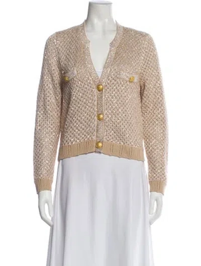 Pre-owned L'agence V-neck Sweater In Neutral