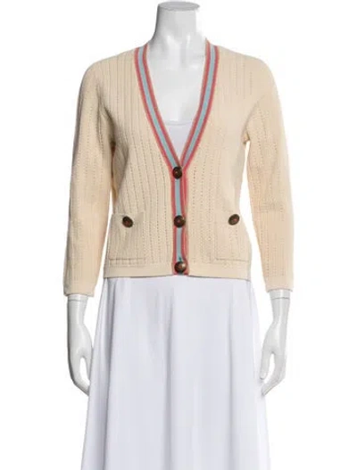 Pre-owned L'agence V-neck Sweater In Neutral