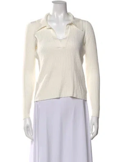 Pre-owned L'agence V-neck Sweater In Neutral
