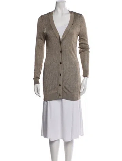 Pre-owned L'agence V-neck Sweater In Neutral