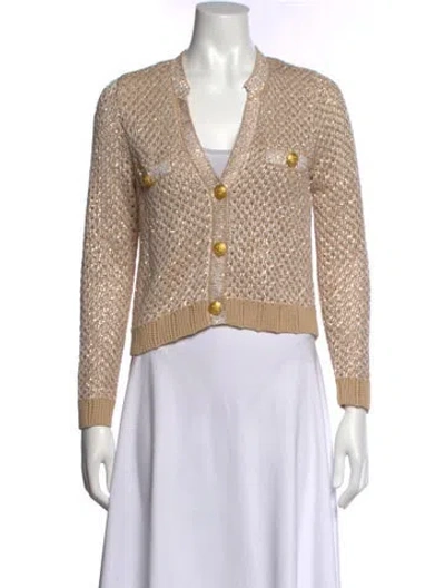 Pre-owned L'agence V-neck Sweater In Neutral