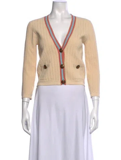 Pre-owned L'agence V-neck Sweater In Neutral