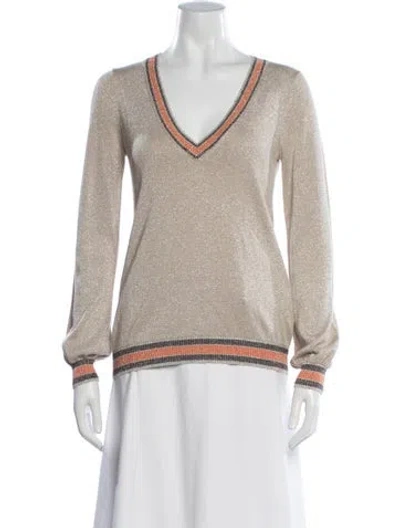 Pre-owned L'agence V-neck Sweater In Neutrals