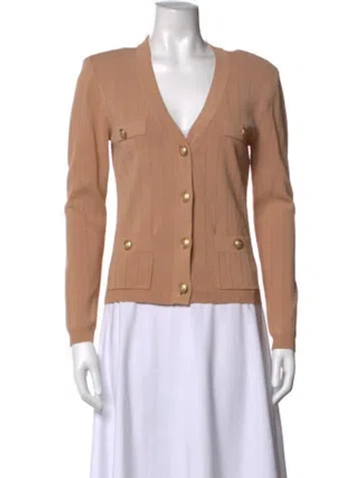Pre-owned L'agence V-neck Sweater In Neutrals