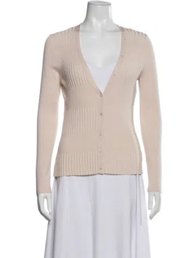 Pre-owned L'agence V-neck Sweater In Neutrals
