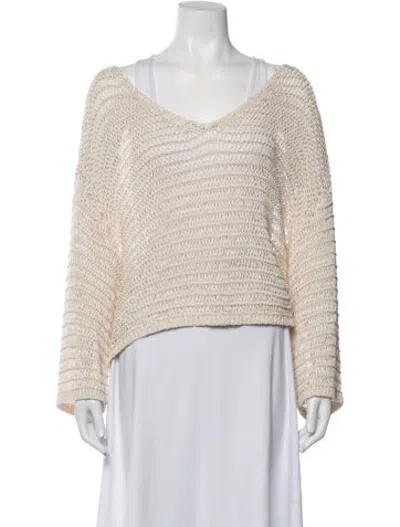 Pre-owned L'agence V-neck Sweater In Neutrals