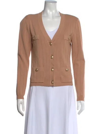 Pre-owned L'agence V-neck Sweater In Neutrals