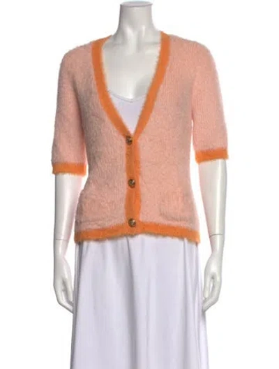 Pre-owned L'agence V-neck Sweater In Orange/pink