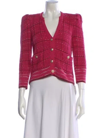 Pre-owned L'agence V-neck Sweater In Pink