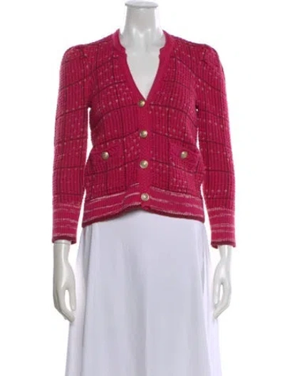Pre-owned L'agence V-neck Sweater In Pink