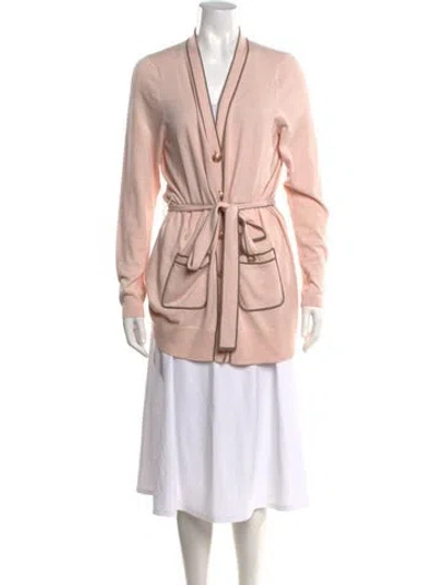 Pre-owned L'agence V-neck Sweater In Pink