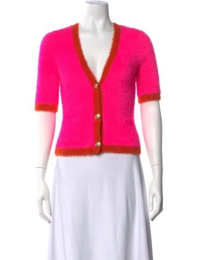 Pre-owned L'agence V-neck Sweater In Pink