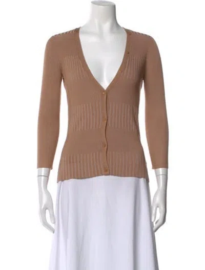 Pre-owned L'agence V-neck Sweater W/ Tags In Brown
