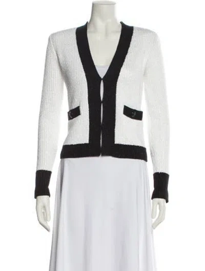 Pre-owned L'agence V-neck Sweater In White