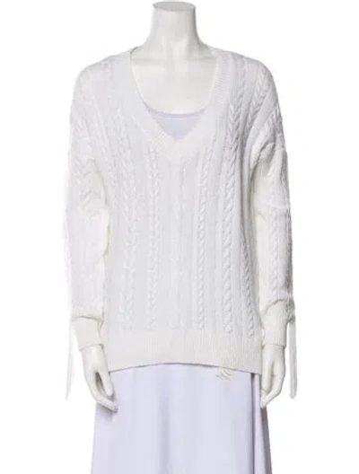 Pre-owned L'agence V-neck Sweater In White