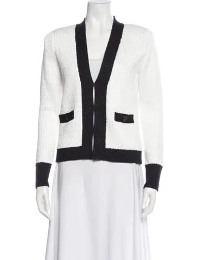Pre-owned L'agence V-neck Sweater In White