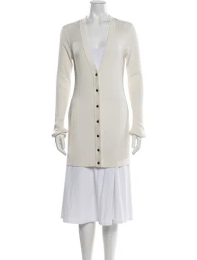 Pre-owned L'agence V-neck Sweater In White
