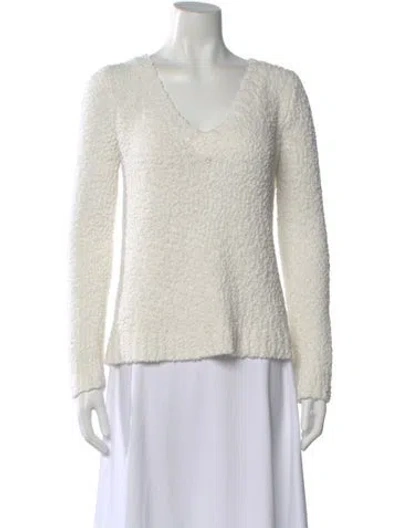Pre-owned L'agence V-neck Sweater In White