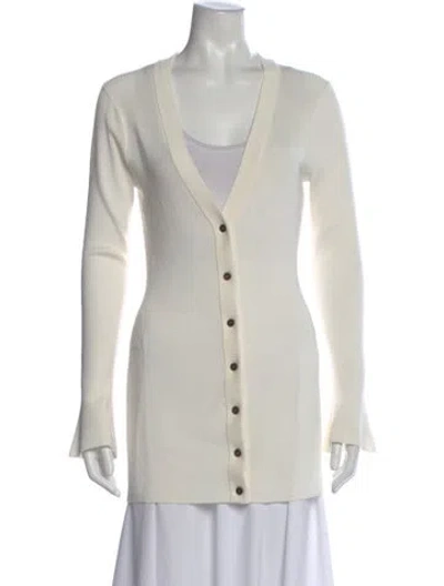 Pre-owned L'agence V-neck Sweater In White