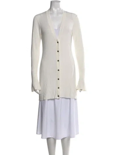 Pre-owned L'agence V-neck Sweater In White