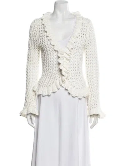 Pre-owned L'agence V-neck Sweater In White