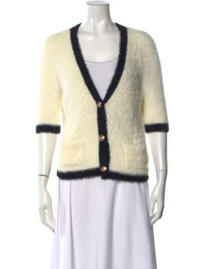 Pre-owned L'agence V-neck Sweater In White