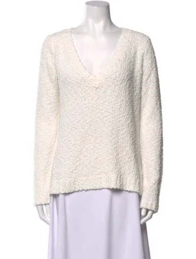 Pre-owned L'agence V-neck Sweater In White