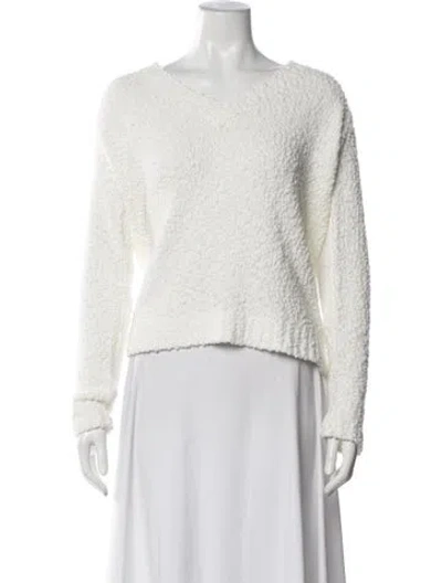 Pre-owned L'agence V-neck Sweater In White