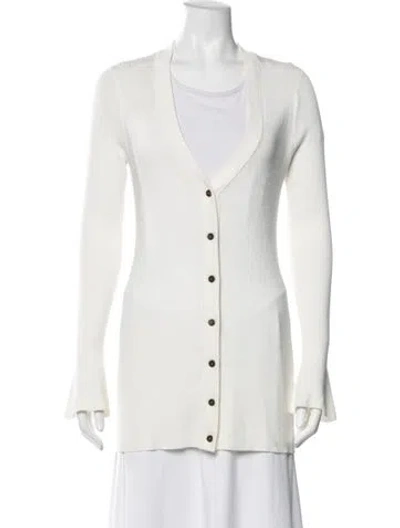Pre-owned L'agence V-neck Sweater In White
