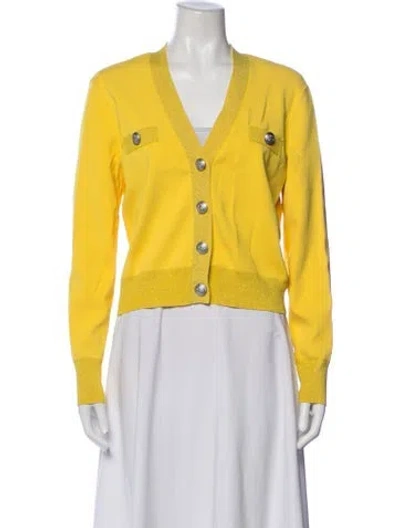 Pre-owned L'agence V-neck Sweater In Yellow