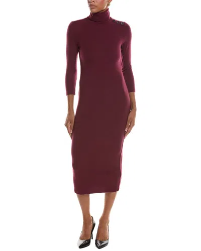 L'agence Voletta 3/4 Sleeve Turtleneck Dress In Burgundy
