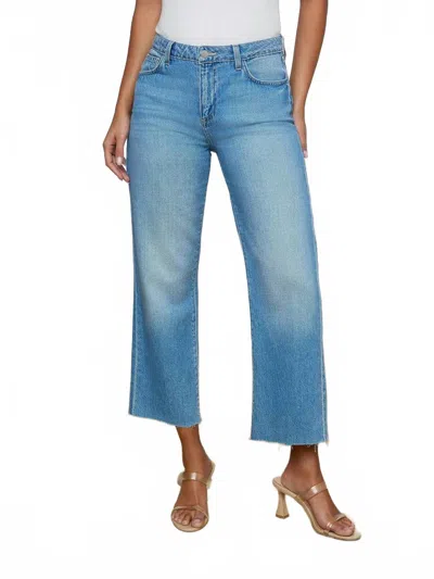 L'agence Wanda Crop Wide Leg Jeans In Anaheim In Blue