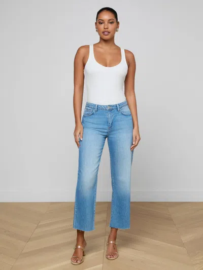 L'agence Wanda Cropped Wide-leg Jean In Blue