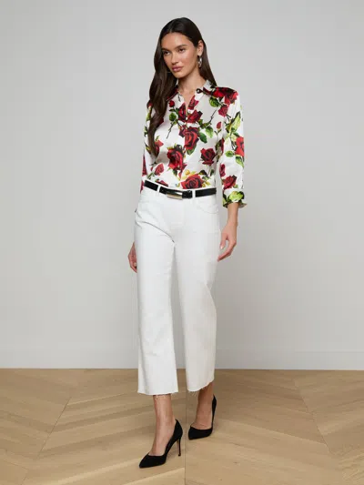 L'agence Wanda Cropped Wide-leg Jean In White