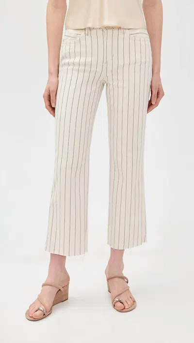 L'agence Wanda Cropped Wide Leg Pant In Ecru/navy Stripe In Multi