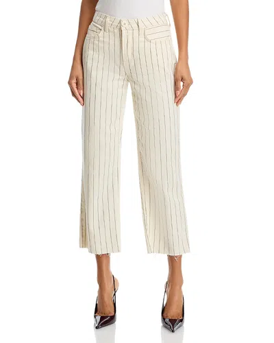 L'agence Wanda High Rise Crop Wide Leg Jeans In Ecru/navy Stripe In Neutral