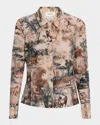 L'agence Western Toile Maia Lace Button-front Blouse In Multi
