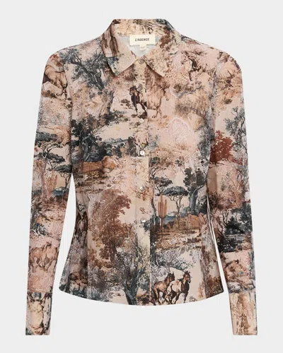 L'AGENCE WESTERN TOILE MAIA LACE BUTTON-FRONT BLOUSE