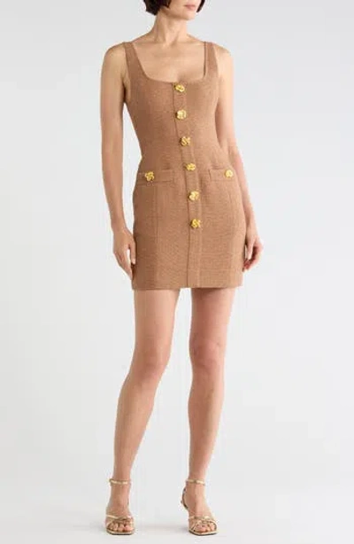 L'agence Wiley Sleeveless Tweed Minidress In Brown
