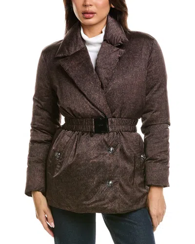 L'agence Willene Puffer Belted Coat In Brown
