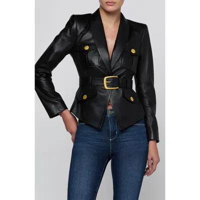 L'agence Wisteria Cargo Pocket Leather Blazer In Black