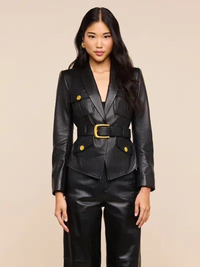 L'agence Wisteria Leather Blazer In Black