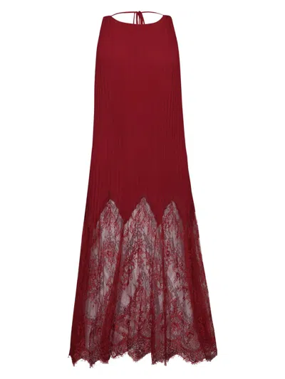 L'agence Women's Adalynn Pleated Lace-trimmed Cover-up Maxi Dress In Burgundy
