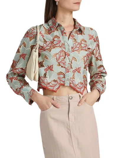 L'agence Women's Akemi Embroidered Cropped Shirt