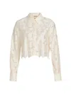 L'agence Women's Akemi Embroidered Cropped Shirt In Neutral