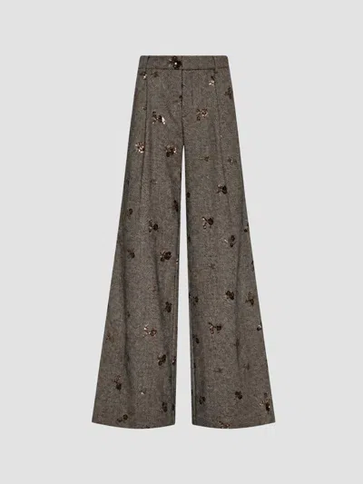 L'agence Women's Allanah Sequined Herringbone Trousers In Beige Black Gold