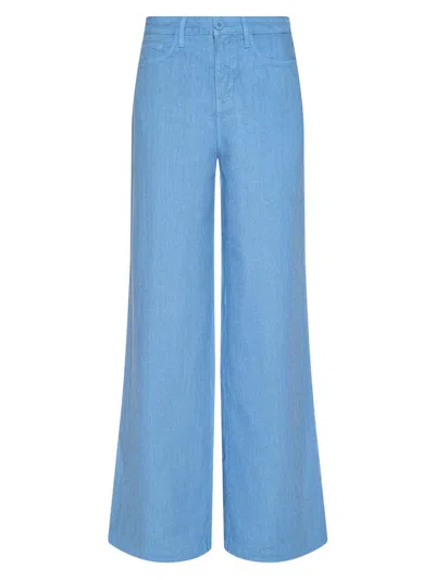 L'agence Women's Amara Linen High-rise Wide-leg Pants In Blue