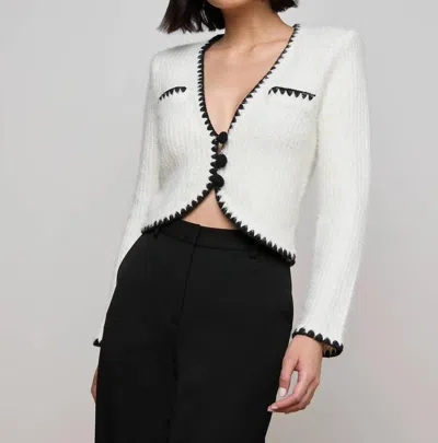 L'agence Women's Anaya Knit Cardigan In White/black